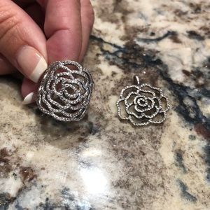 Pandora sterling silver ring & matching pendant